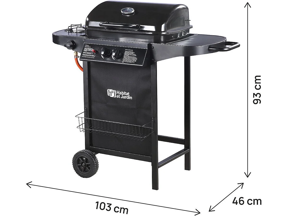 Babarcoa a gas "Party 3" - 3 quemadores (1 lateral) -  5,8kW - Negro