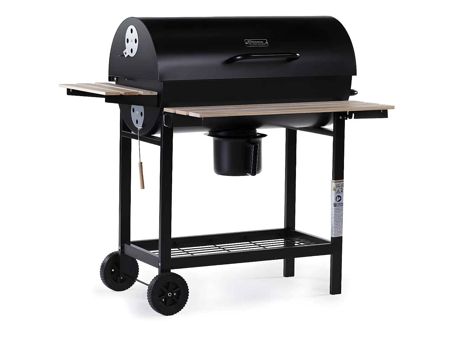 Barbecue XXL charbon de bois "King" - 95 x 63 x 105 cm - Noir