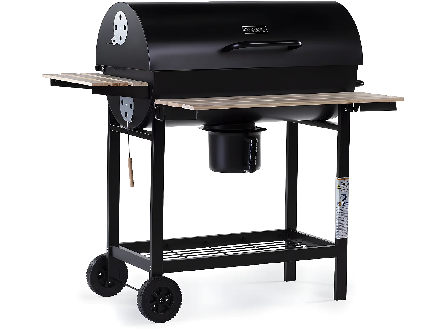 Barbecue XXL charbon de bois "King" - 95 x 63 x 105 cm - Noir