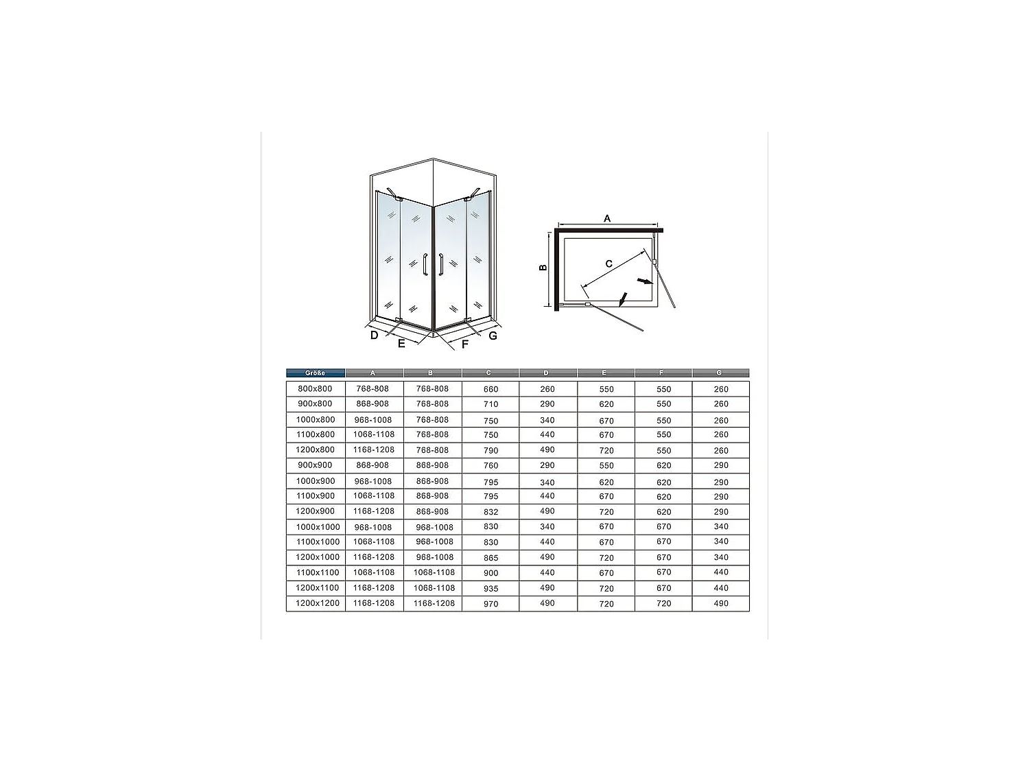 Cabine de douche Noire 100x100x195cm cabine de douche battante l'accès d'angle en 8mm verre anticalcaire