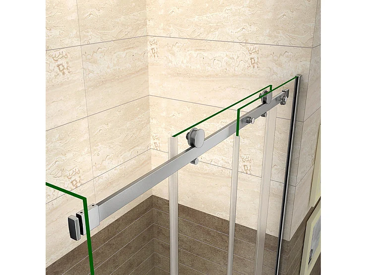 Cabine de douche coulissante 100x70x195cm, porte de douche 100cm + paroi latérale Hauteur 195cm, verre 8mm anticalcaire