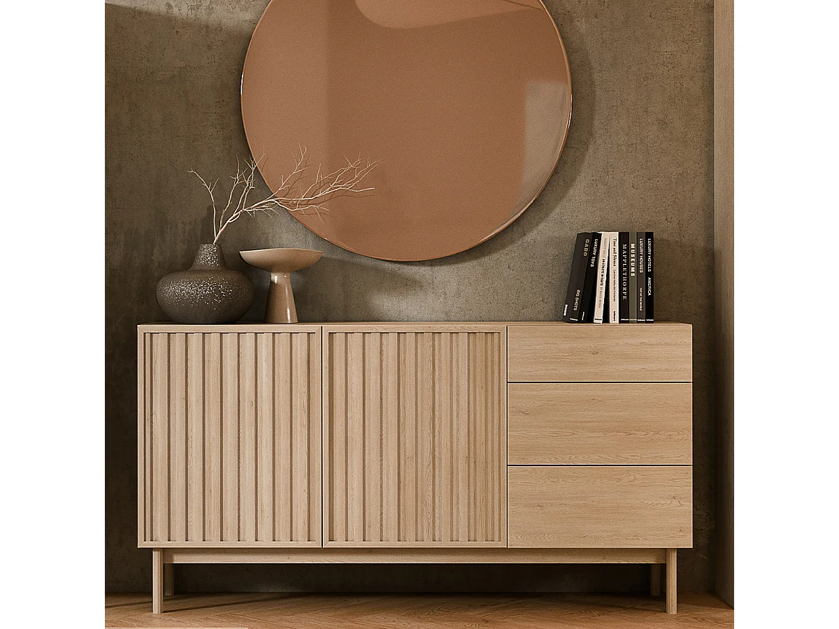 Buffet 2 portes 3 tiroirs Idor Bois