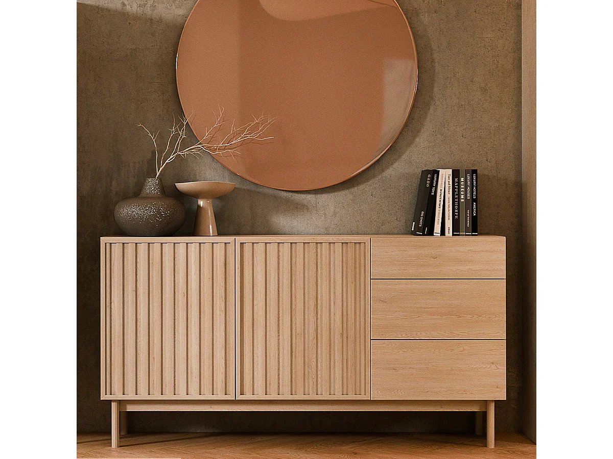 Buffet 2 portes 3 tiroirs Idor Bois