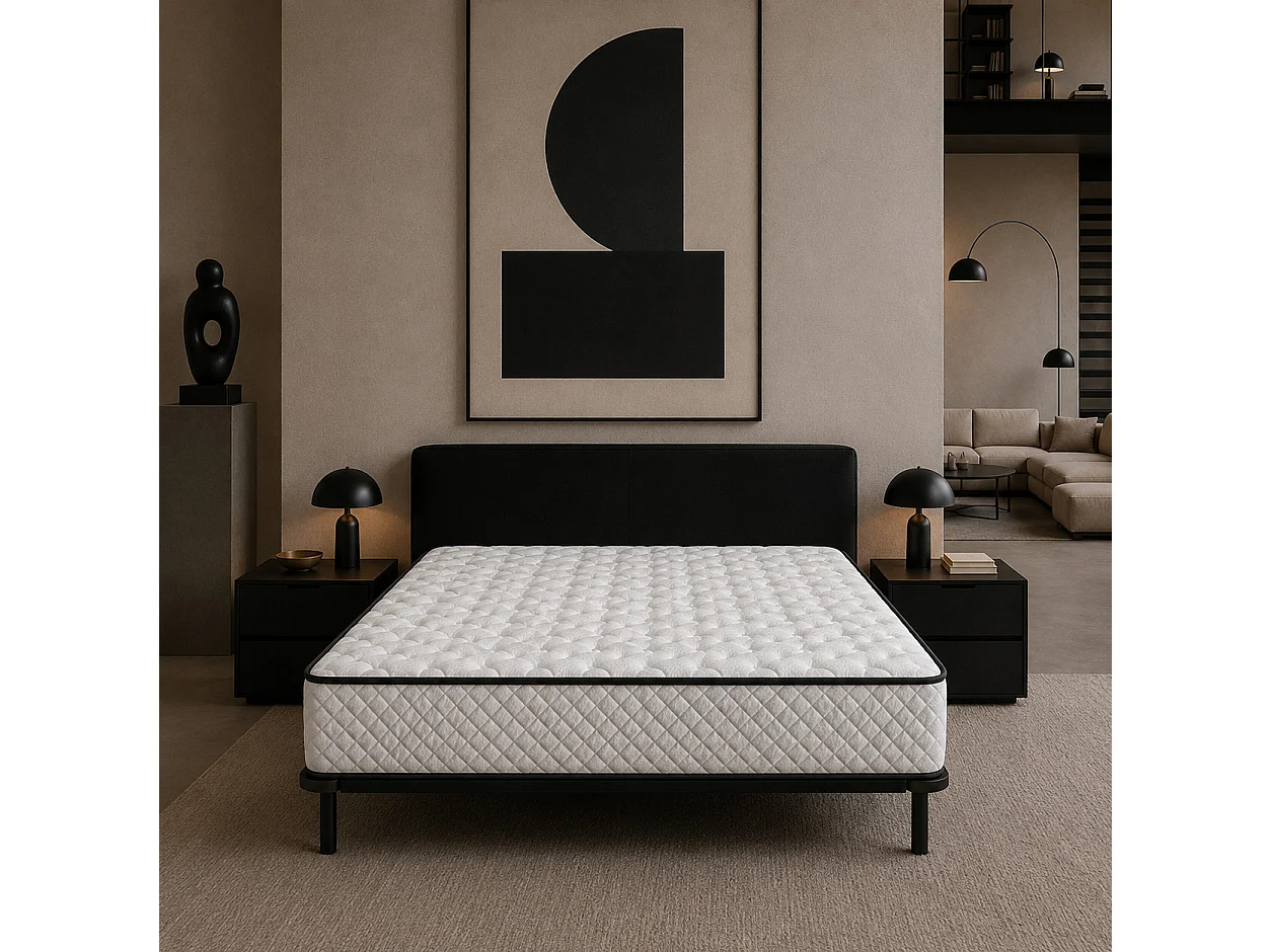 Ensemble matelas + sommier 90x190 cm | Extra Ferme | Double Face (Été-Hiver) | Soutien Équilibré, Parfait et Tonique | H20cm