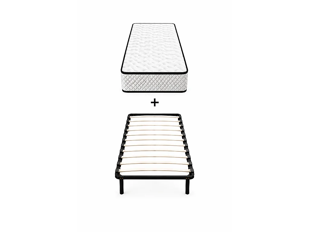 Ensemble matelas + sommier 90x190 cm | Extra Ferme | Double Face (Été-Hiver) | Soutien Équilibré, Parfait et Tonique | H20cm