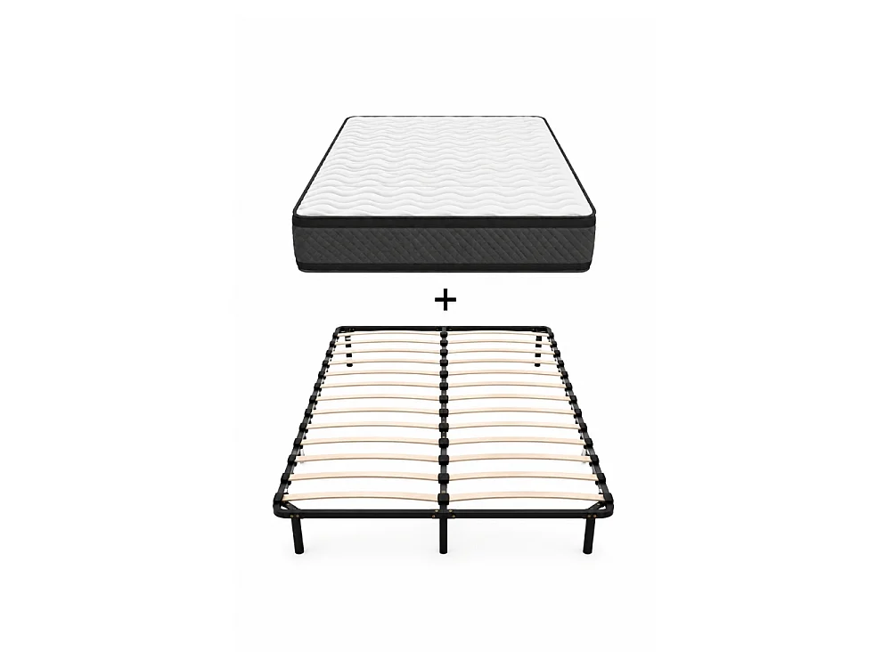 Ensemble matelas + sommier 140x190 cm | Extra Ferme | Double Face (Été-Hiver) | Soutien Équilibré, Parfait et Tonique | H20cm