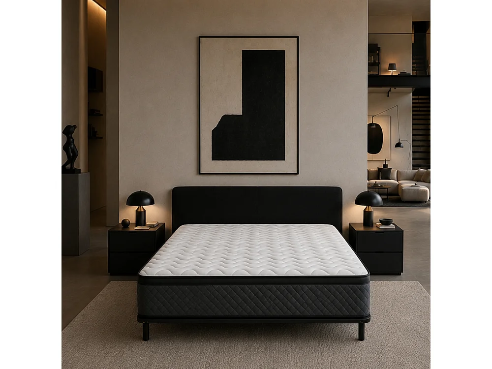 Ensemble matelas + sommier 140x190 cm | Extra Ferme | Double Face (Été-Hiver) | Soutien Équilibré, Parfait et Tonique | H20cm