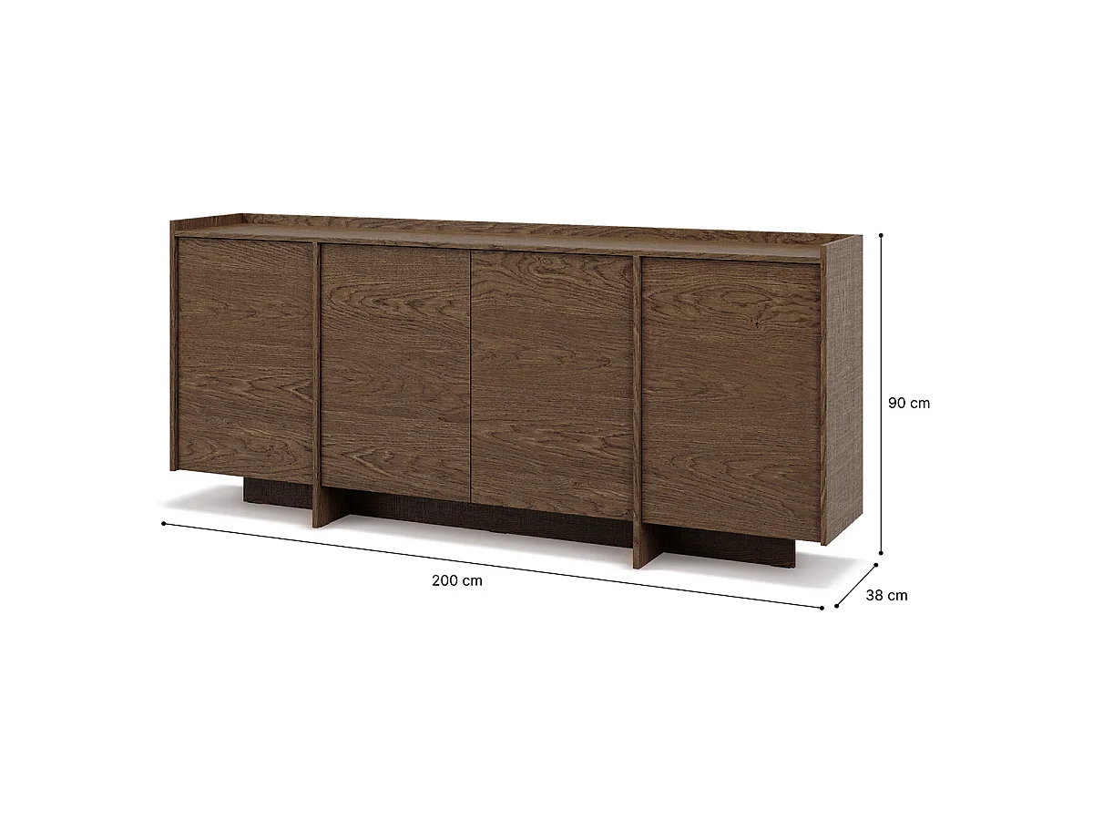 Japandi Sideboard 4 dörrar Mörkt trä