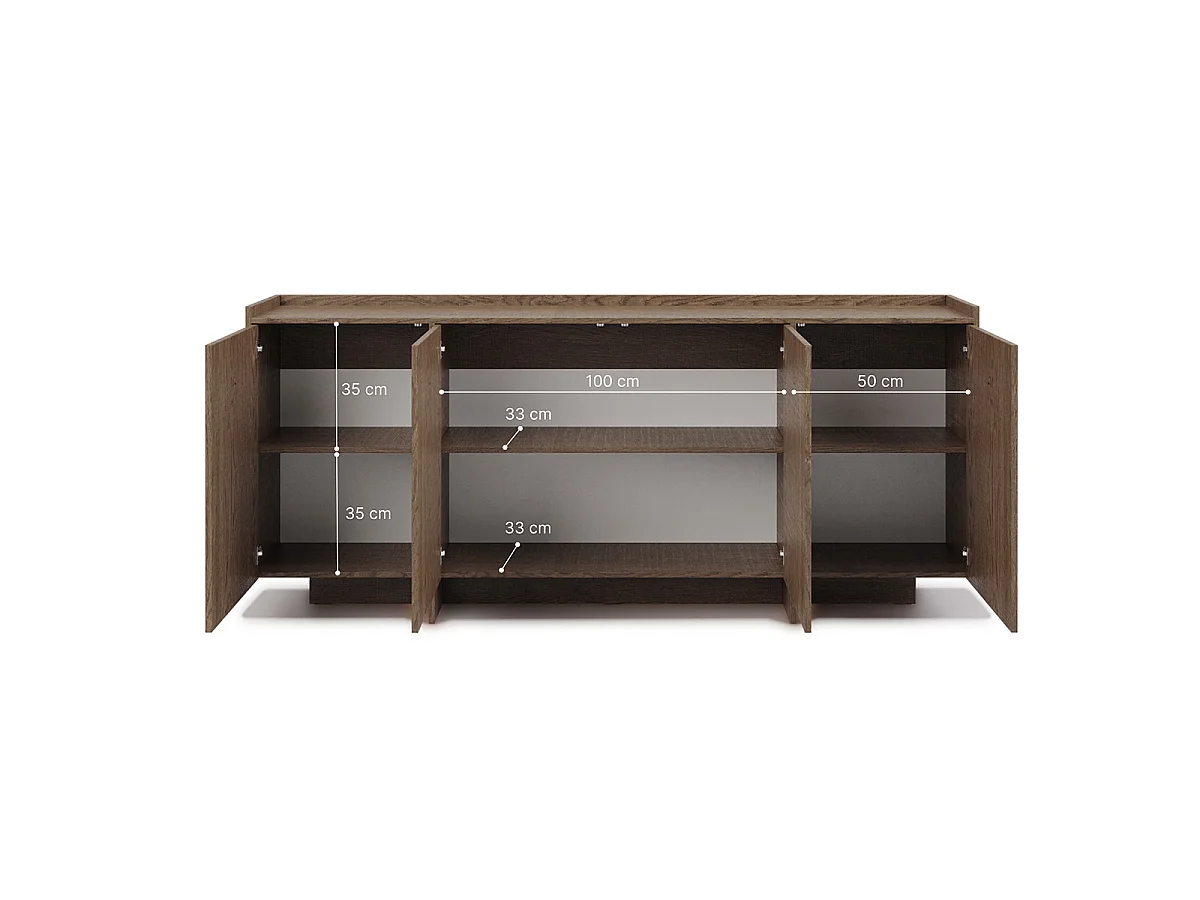 Japandi Sideboard 4 dörrar Mörkt trä