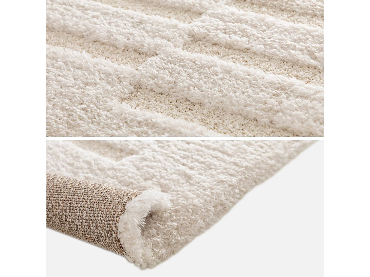 Tapis intérieur motif avec relief crème 160x230cm - Rio
