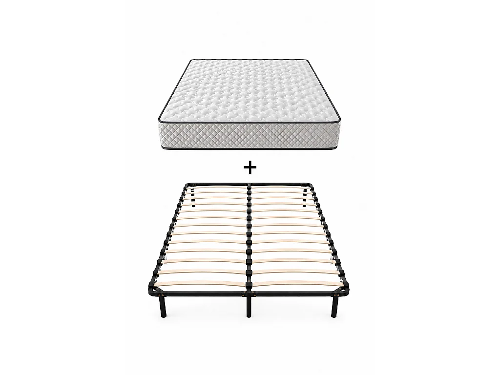 Ensemble matelas + sommier 140x190 cm | Extra Ferme | Double Face (Été-Hiver) | Soutien Équilibré, Parfait et Tonique | H20cm