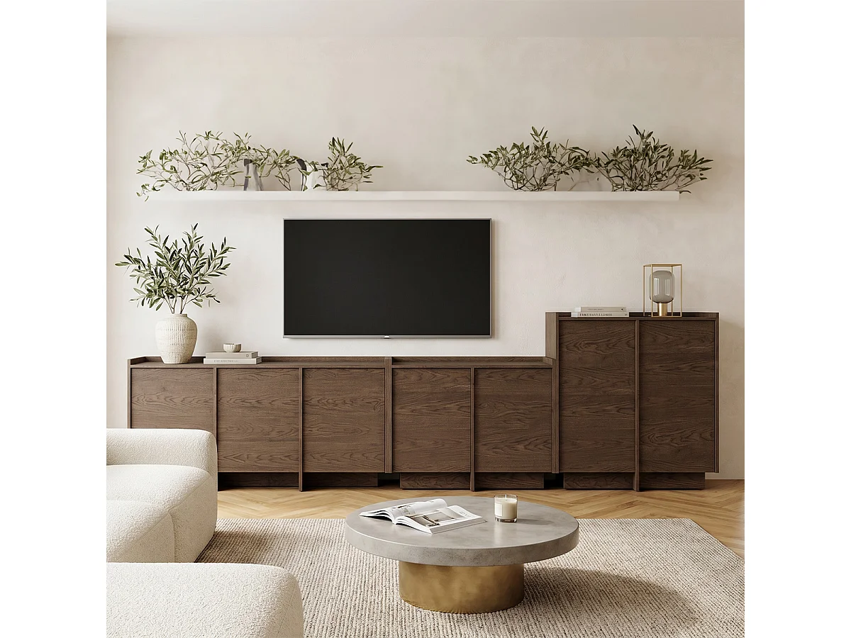 Buffet haut 2 portes Japandi Bois foncé