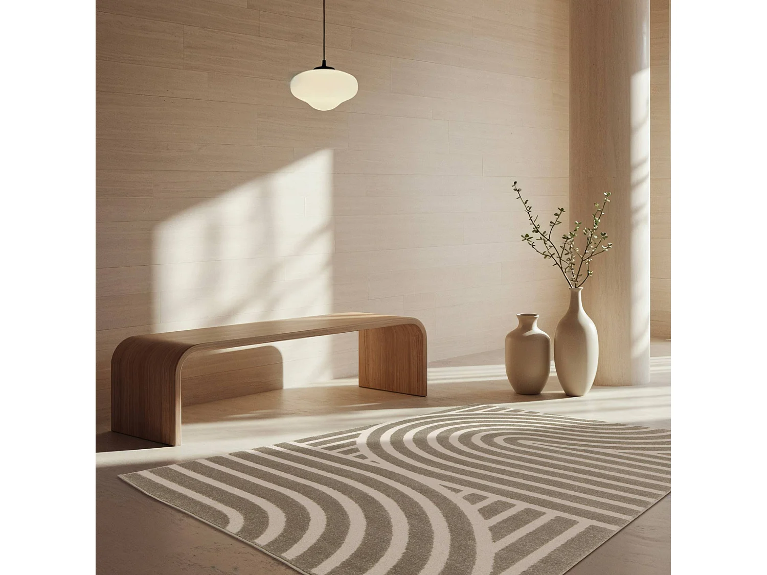 Tapis intérieur motif graphique taupe 120x170cm - Enzo