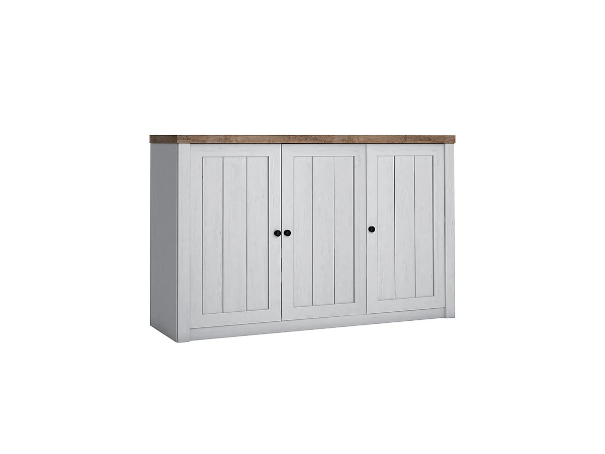 Léandre vit och trä 3-dörrars sideboard