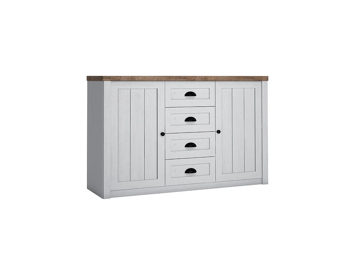 Léandre Wit en Hout 2-deurs dressoir met 4 laden