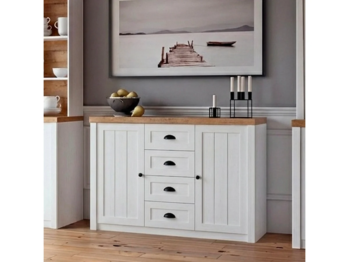 Léandre sideboard 2 dörrar 4 lådor Vitt och trä