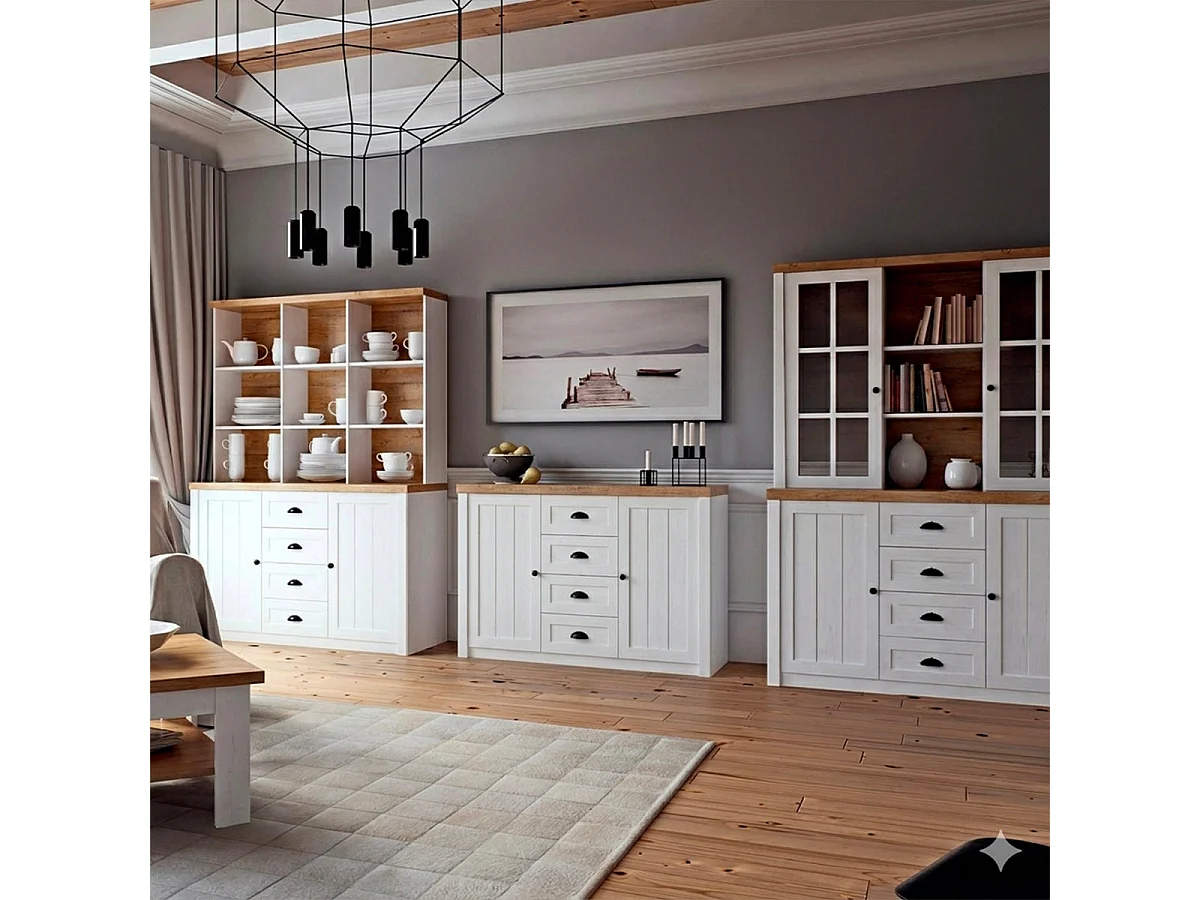 Léandre sideboard 2 dörrar 4 lådor Vitt och trä