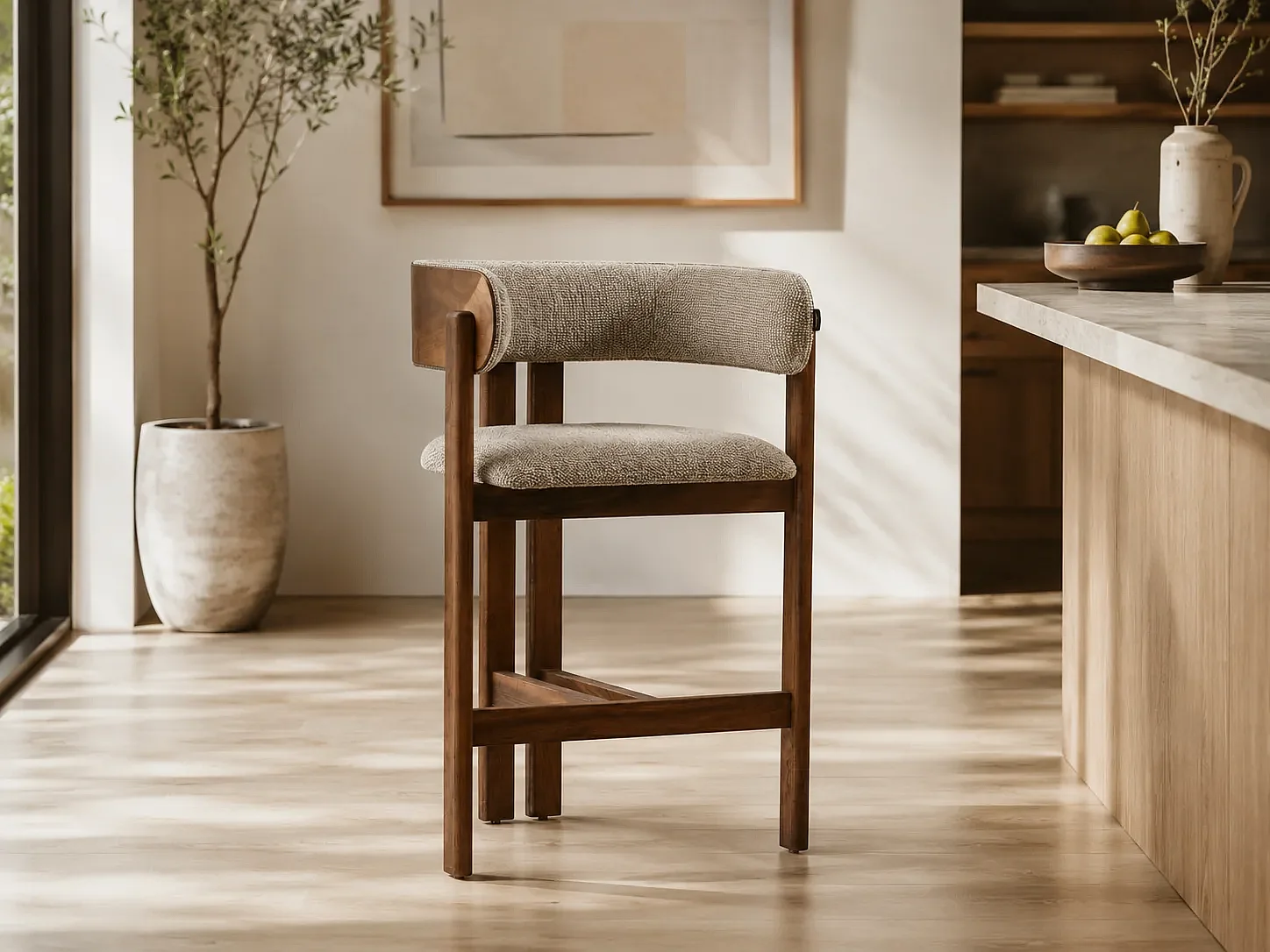 Chaise haute ESMÉ bois et cuir noir