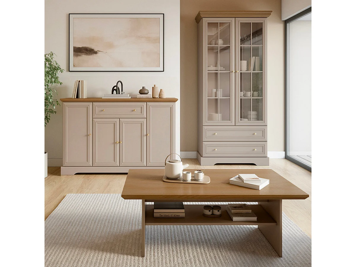 Buffet 4 ante 1 cassetto Dulci cashmere e marrone 91,5cm