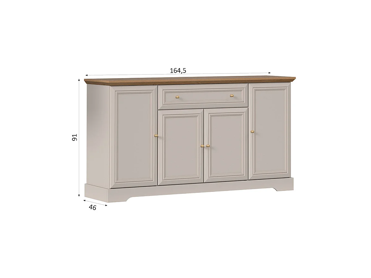 Buffet 4 ante 1 cassetto Dulci cashmere e marrone 91,5cm