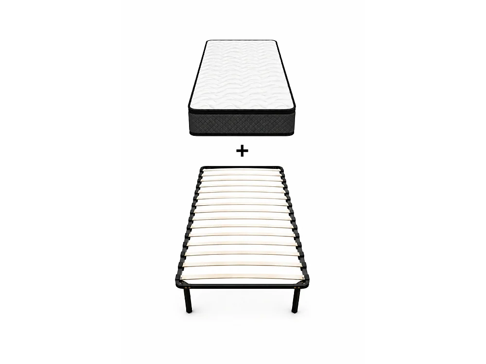 Ensemble matelas + sommier 90x190 cm | Extra Ferme | Double Face (Été-Hiver) | Soutien Équilibré, Parfait et Tonique | H20cm
