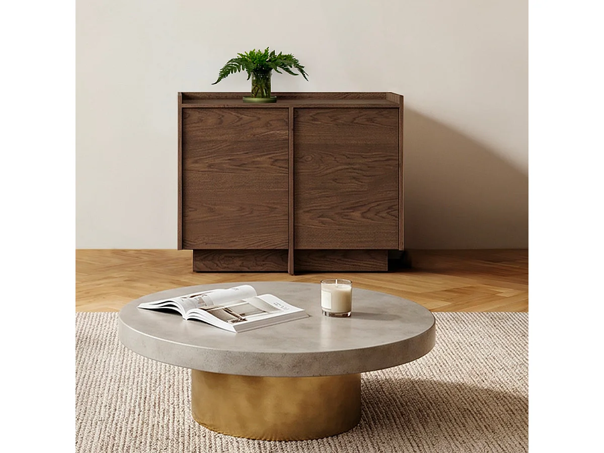 Japandi 2-dörrars sideboard Mörkt trä