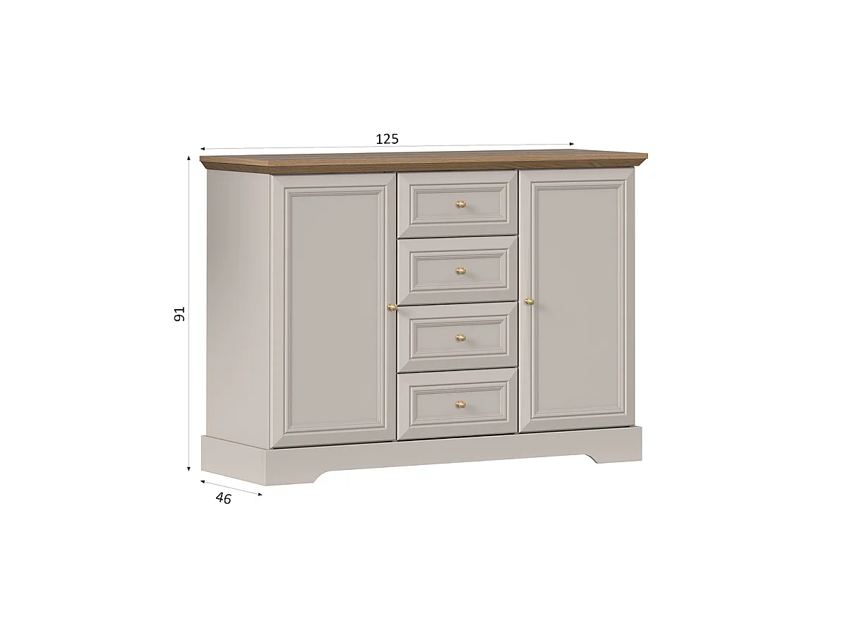 Buffet 2 portes 4 tiroirs Dulci Cachemire et Bois