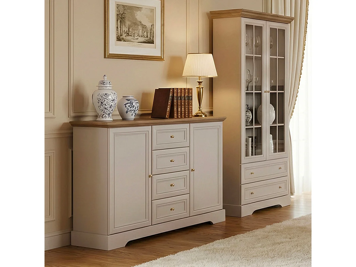 Buffet 2 portes 4 tiroirs Dulci Cachemire et Bois