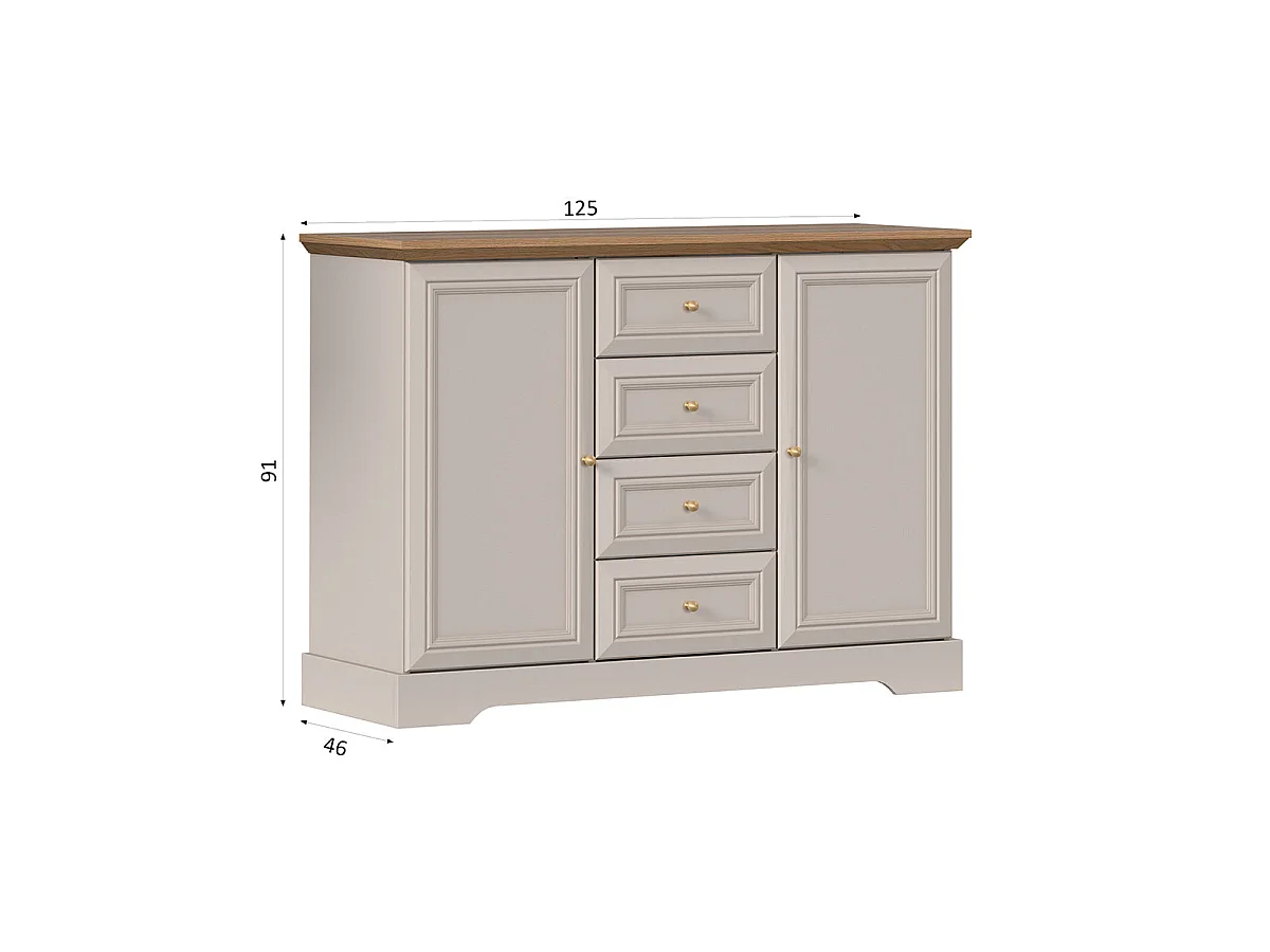Buffet 2 portes 4 tiroirs Dulci Cachemire et Bois