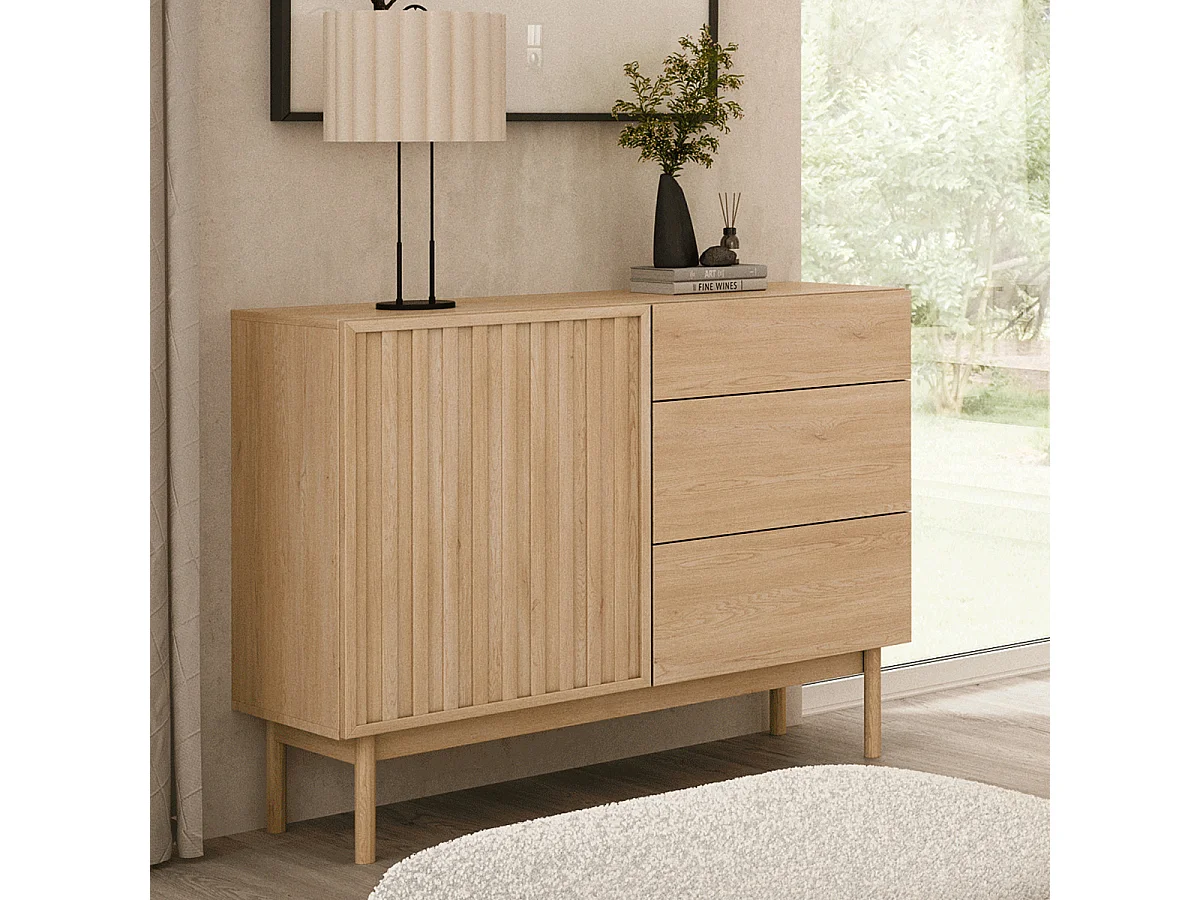 Buffet 1 porte 3 tiroirs Idor Bois