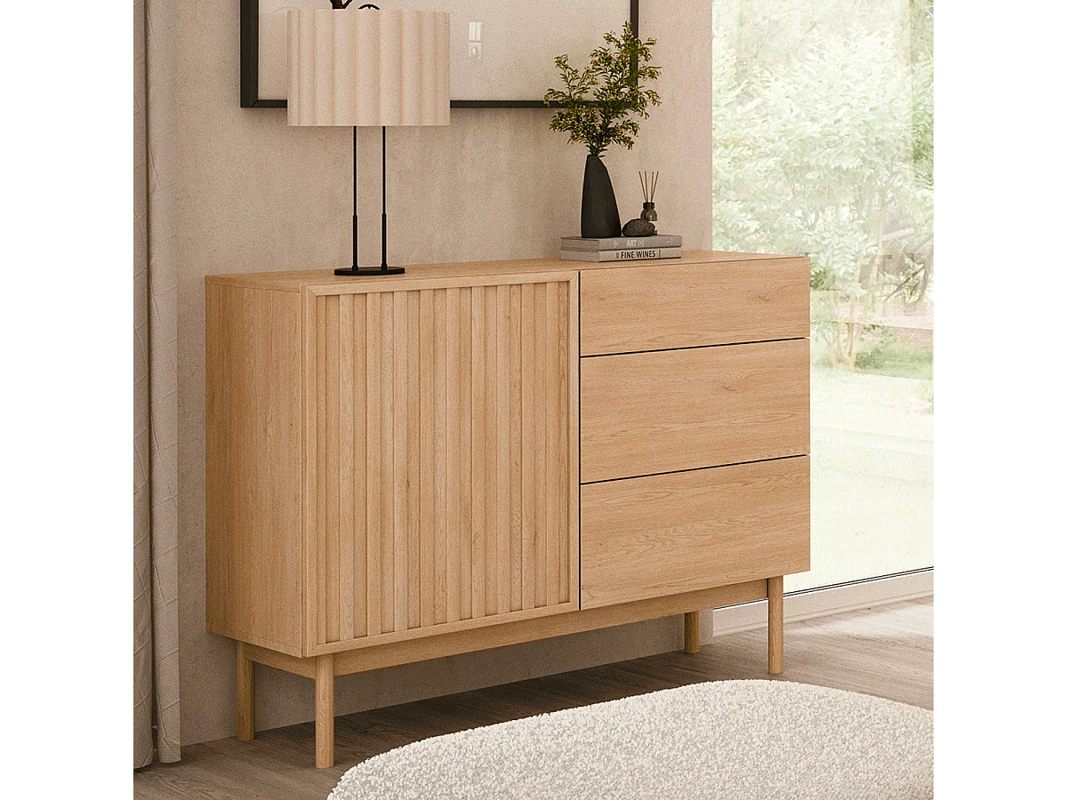Buffet 1 anta 3 cassetti Idor marrone 84,3cm
