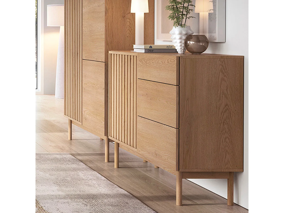 Buffet 1 anta 3 cassetti Idor marrone 84,3cm