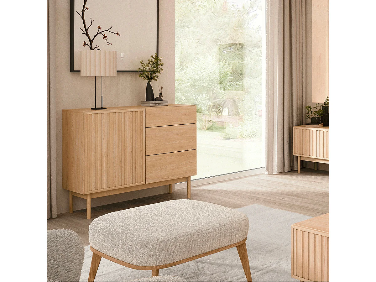 Buffet 1 anta 3 cassetti Idor marrone 84,3cm