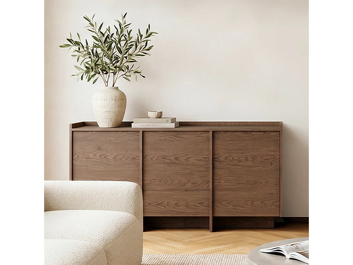 Buffet 3 portes Japandi Bois foncé