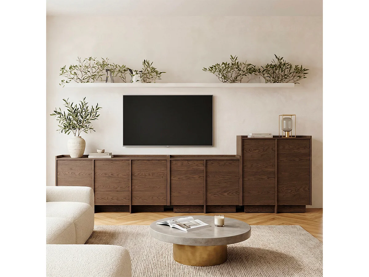 Buffet 3 portes Japandi Bois foncé