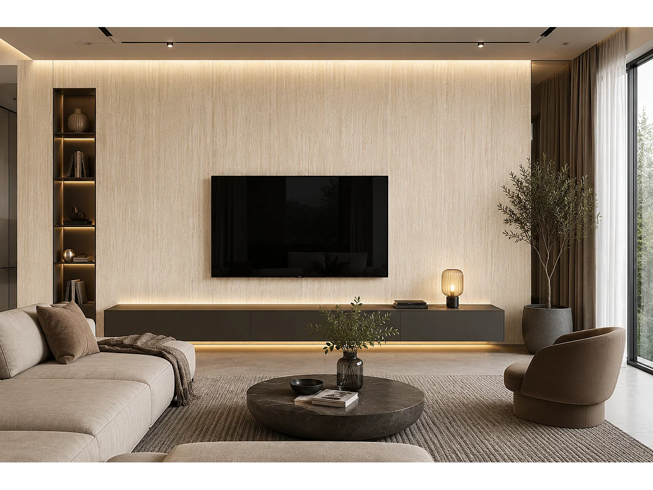 SPC-301 Plaque murale mat effet Travertin 600 x 1200 mm