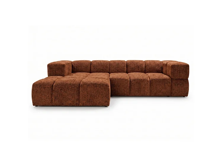 RUBI – canapé d’angle convertible gauche 288x182 cm, BELLO 40 orange