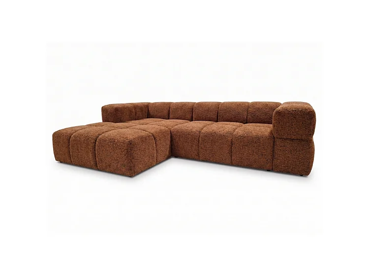 RUBI – canapé d’angle convertible gauche 288x182 cm, BELLO 40 orange
