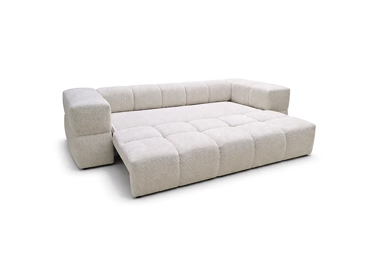 RUBI – sofa 3-osobowa z funkcją spania 150x202 cm, tkanina Anthology 20 biała
