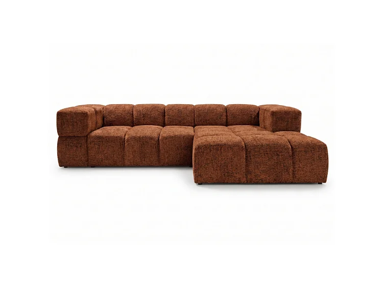 RUBI – ausziehbares Ecksofa rechtsseitig 288x182 cm, BELLO 40 Orange