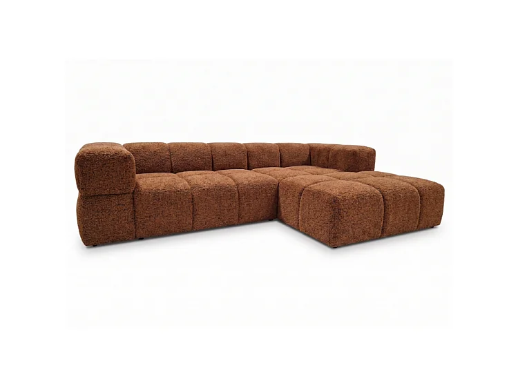 RUBI – ausziehbares Ecksofa rechtsseitig 288x182 cm, BELLO 40 Orange