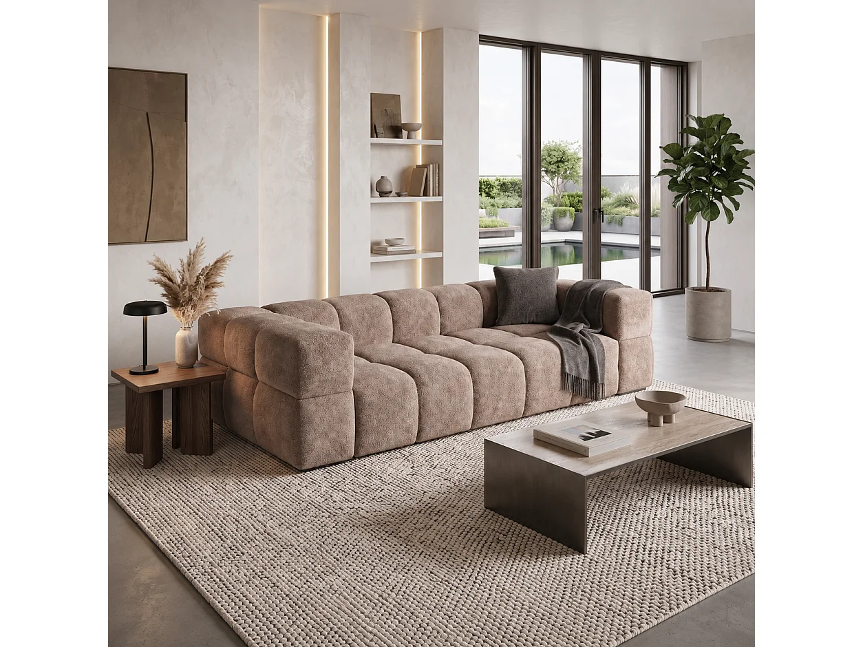 RUBI – sofa 3-osobowa z funkcją spania 150x202 cm, tkanina Anthology 4 beżowa