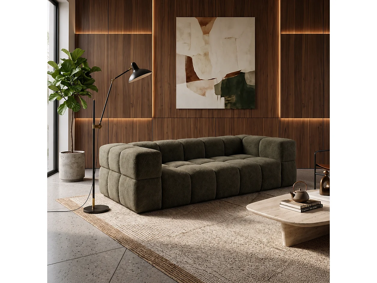 RUBI – sofa 3-osobowa z funkcją spania 150x202 cm, tkanina Anthology 12 ciemnozielona