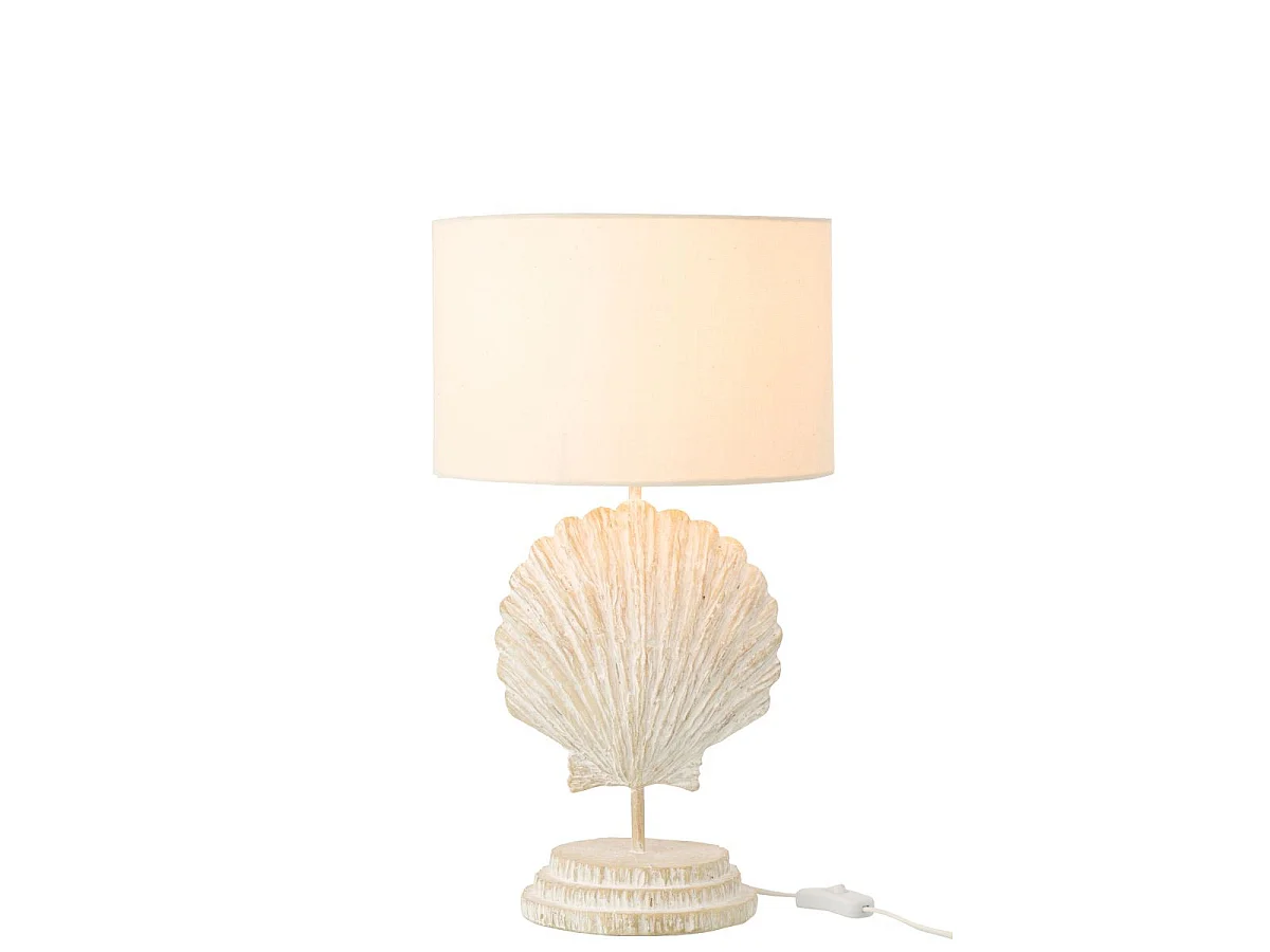Lampe à Poser Coquillage "Costa" 47cm Blanc