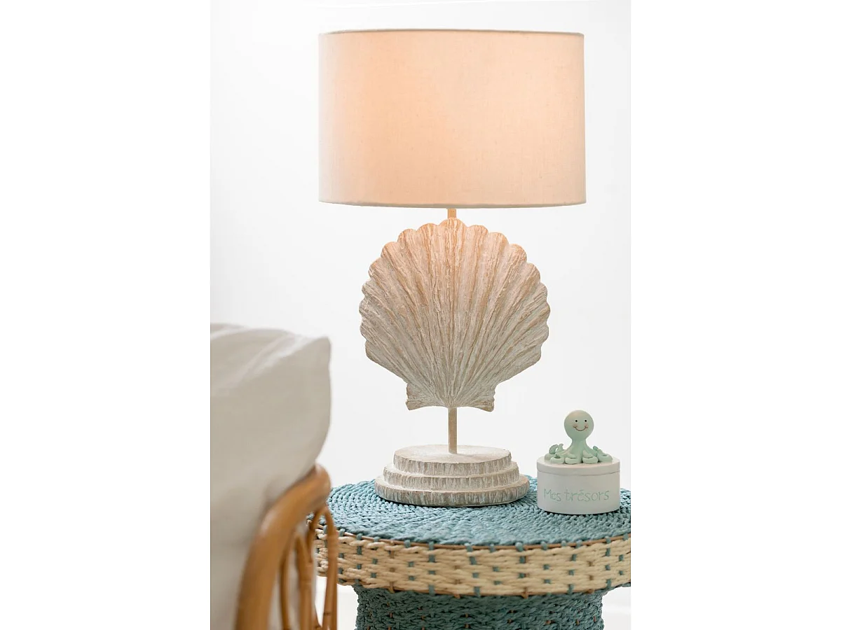 Lampe à Poser Coquillage "Costa" 47cm Blanc