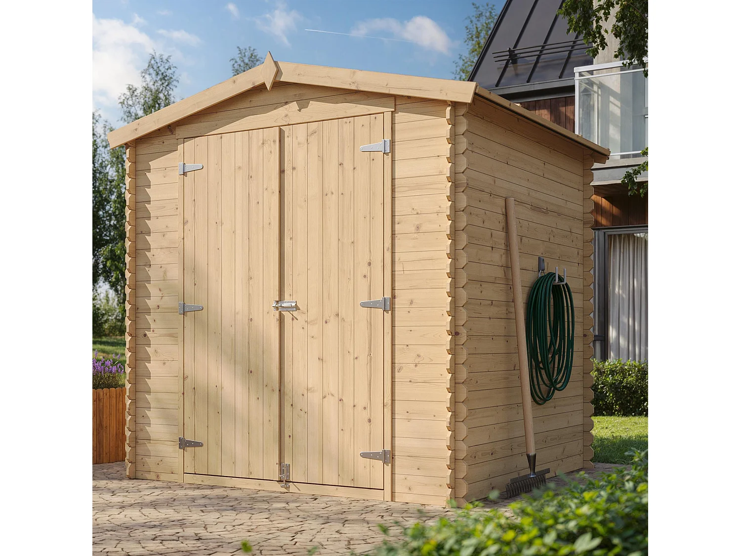 Abri de Jardin en Bois avec sol traité - 206x216xH224 cm / 3.53 m² - M343C1+M343G