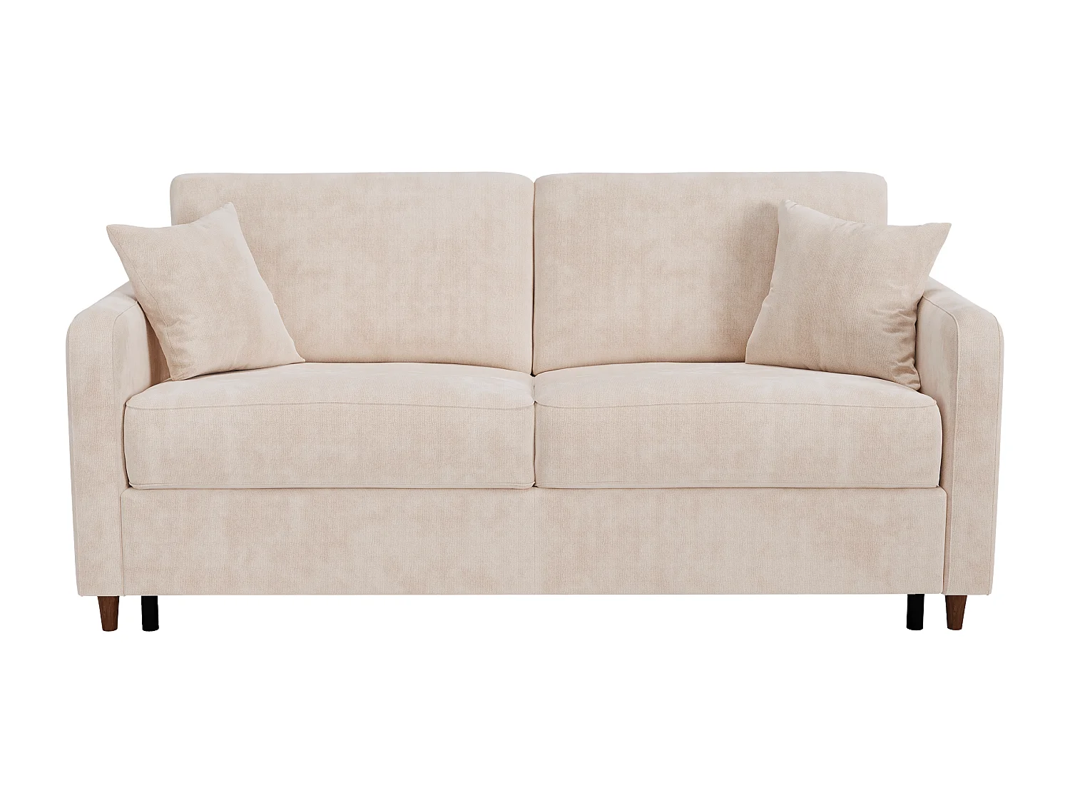 Canapé 3 places convertible express en tissu beige - couchage 140 cm - matelas 18 cm - MASITIA