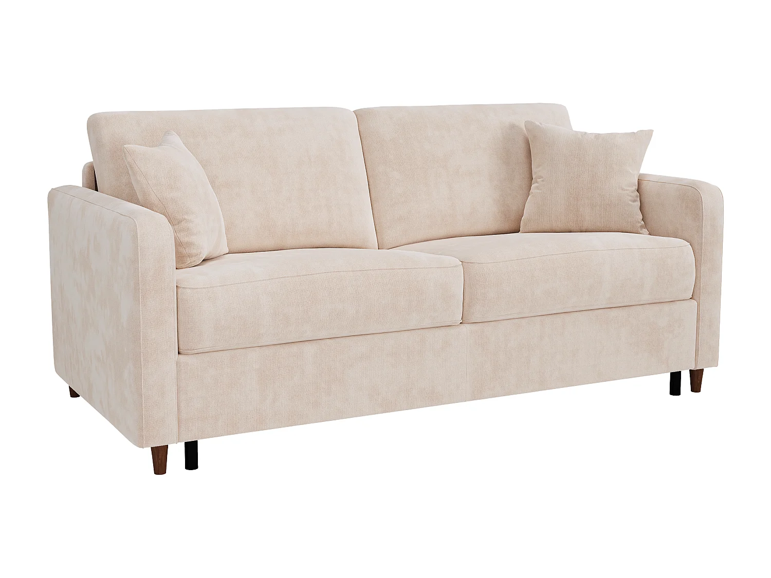 Canapé 3 places convertible express en tissu beige - couchage 140 cm - matelas 18 cm - MASITIA