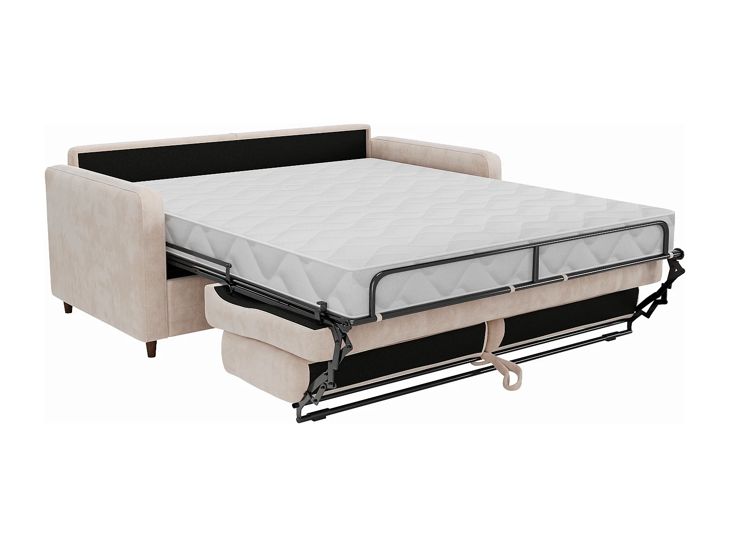 Canapé 3 places convertible express en tissu beige - couchage 140 cm - matelas 14 cm - MASITIA