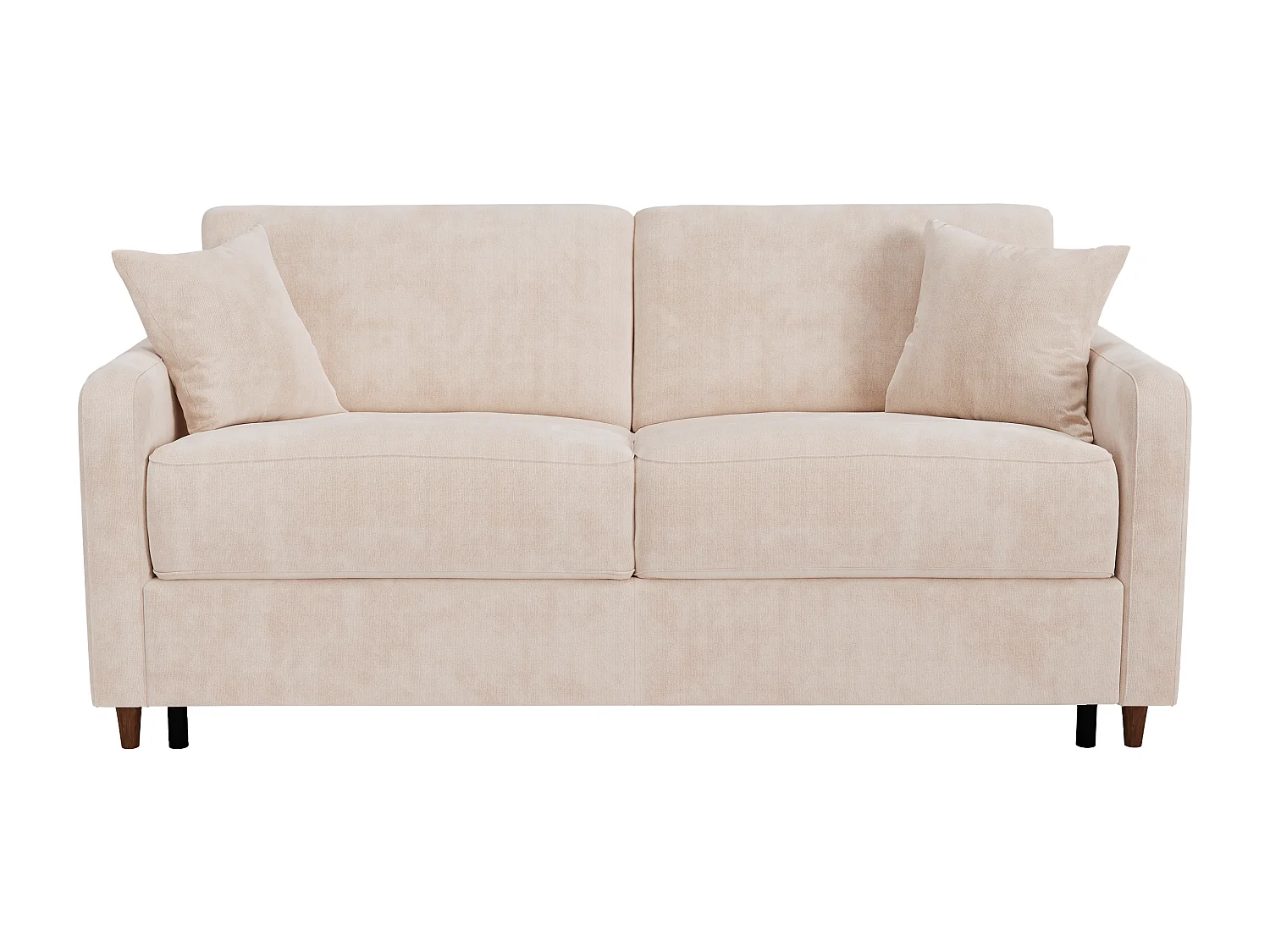 Canapé 3 places convertible express en tissu beige - couchage 140 cm - matelas 20 cm à mémoire de forme - MASITIA